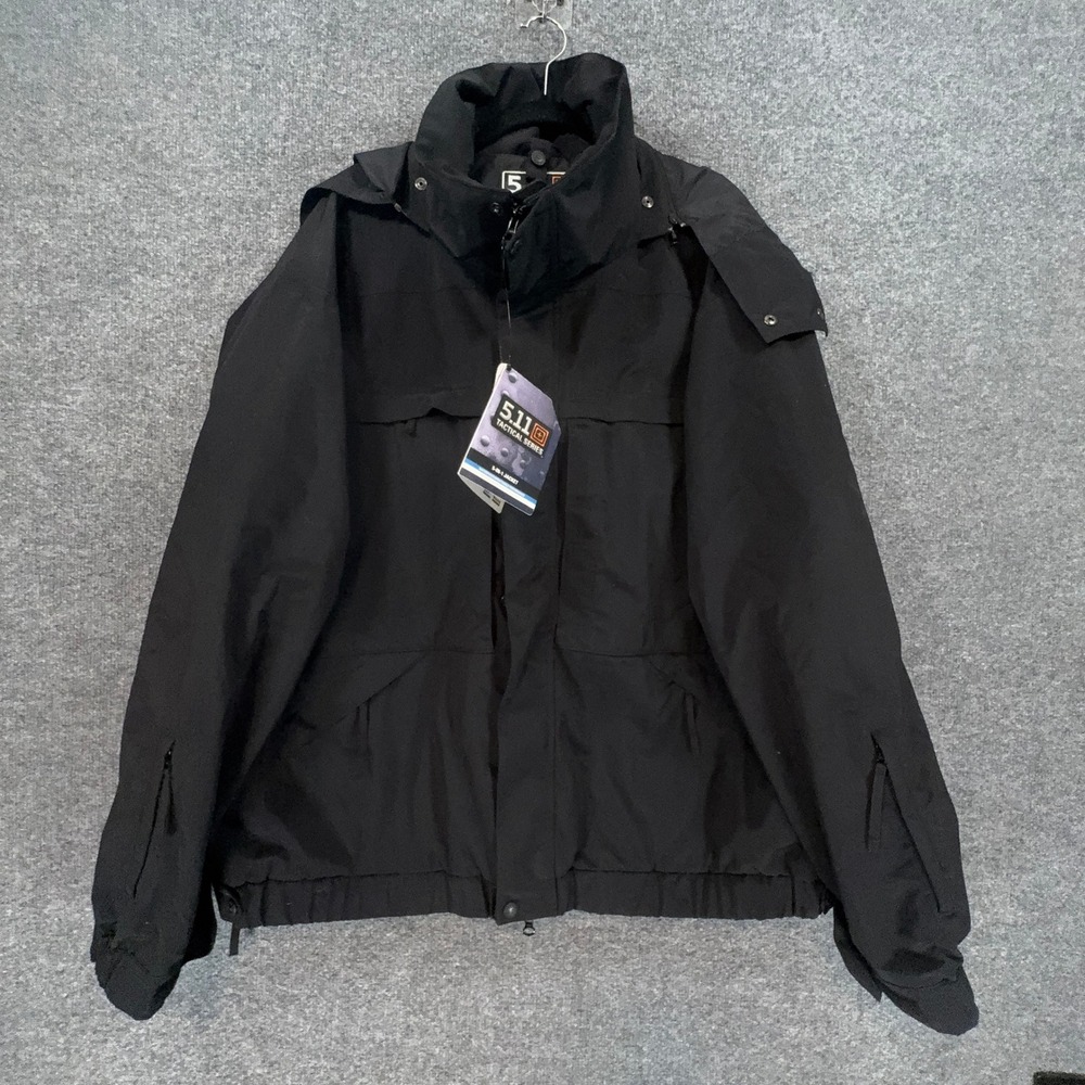 5.11 Tactical 5-in-1 Jacket Mens 2XL Black Waterproof Removable Fleece NEW